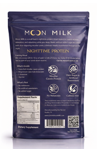 Moon Milk Spiced Moon ingredient panel — micellar casein with sleep stack